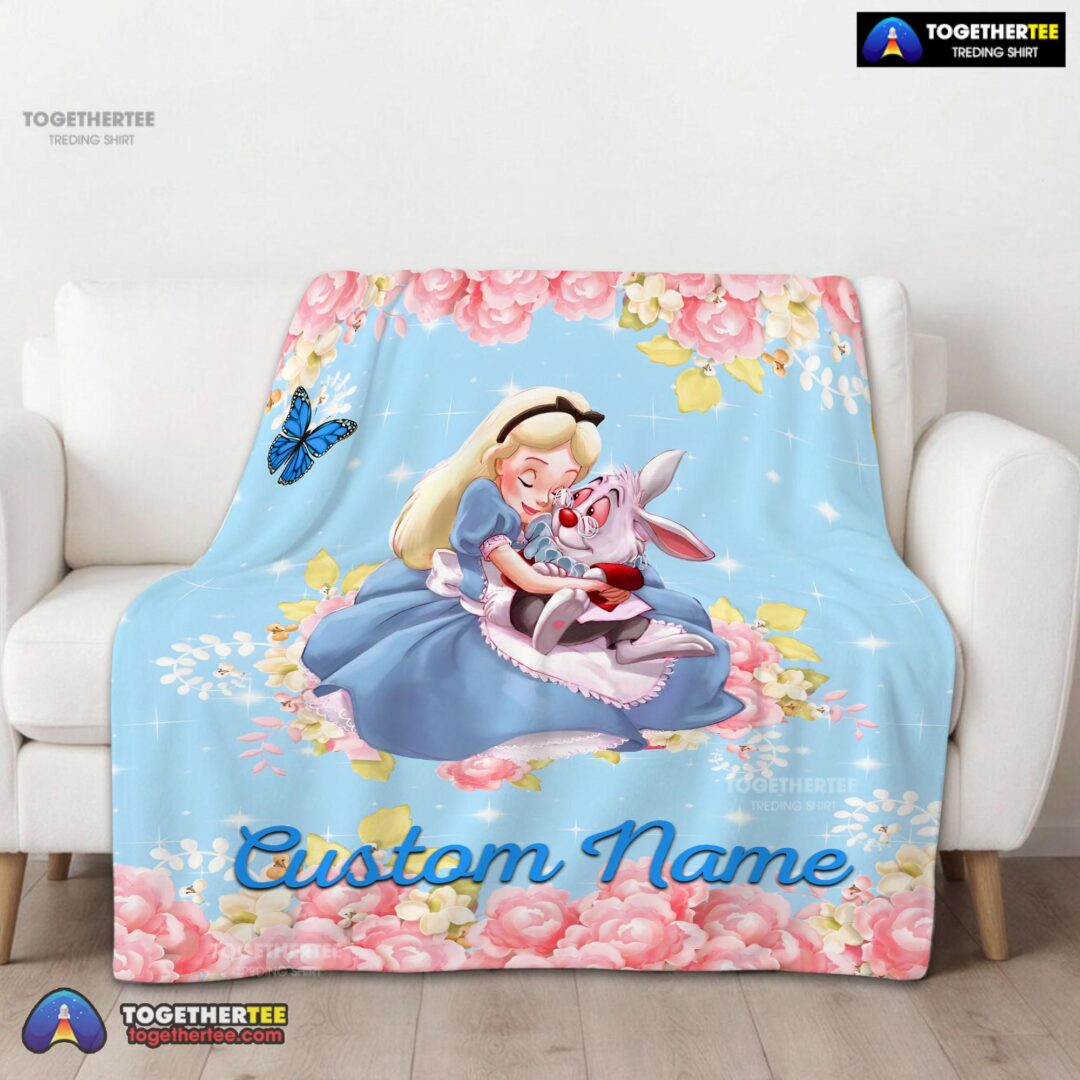 Official Disney Alice & The White Rabbit Alice In Wonderland Blanket Fleece Customized Blanket-mk-01