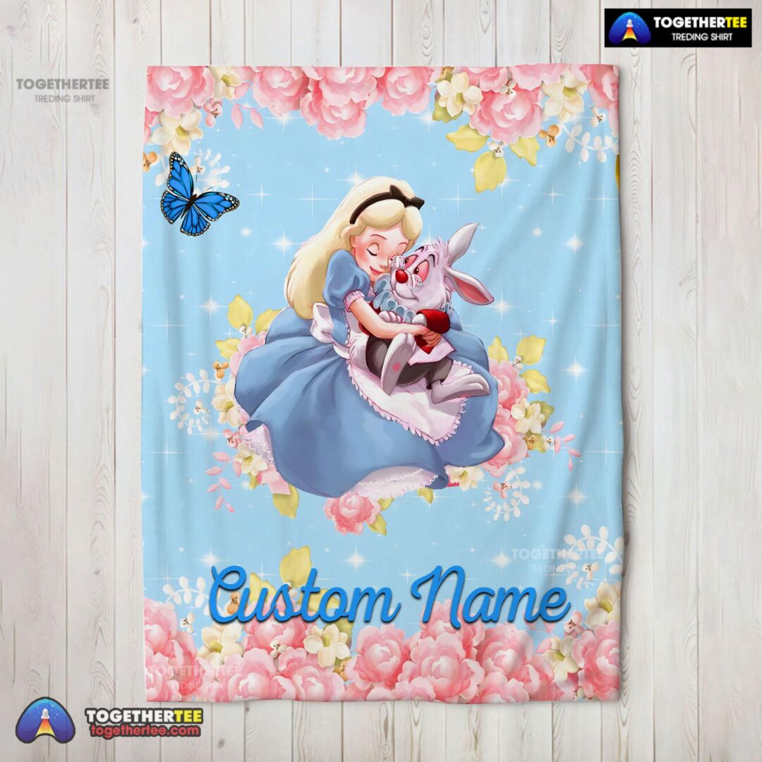 Official Disney Alice & The White Rabbit Alice In Wonderland Blanket Fleece Customized Blanket-mk-02