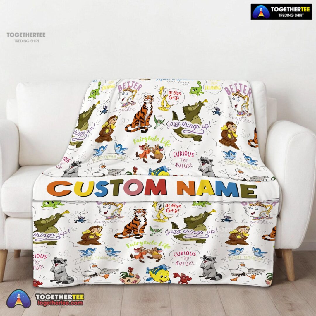 Official Disney Animal Characters Collage Blanket Fleece Customized Blanket