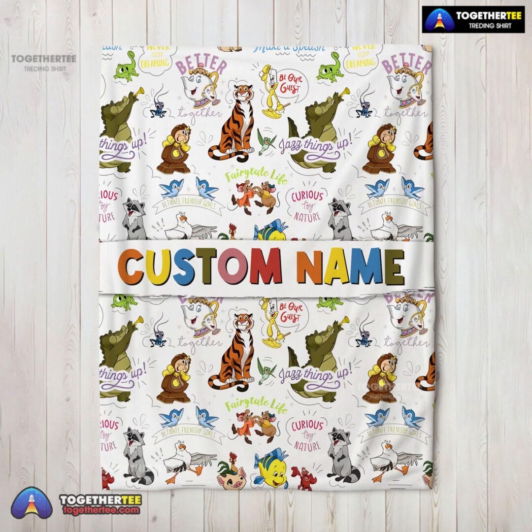 Official Disney Animal Characters Collage Blanket Fleece Customized Blanket