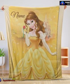 Official Disney Belle Princess Blanket Fleece Customized Blanket