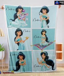 Official Disney Cartoon Aladdin Jasmine Princess Blanket Fleece Customized Blanket