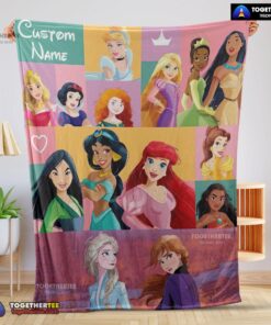 Official Disney Cartoon All Princess Characters Blanket Fleece Customized Blanket