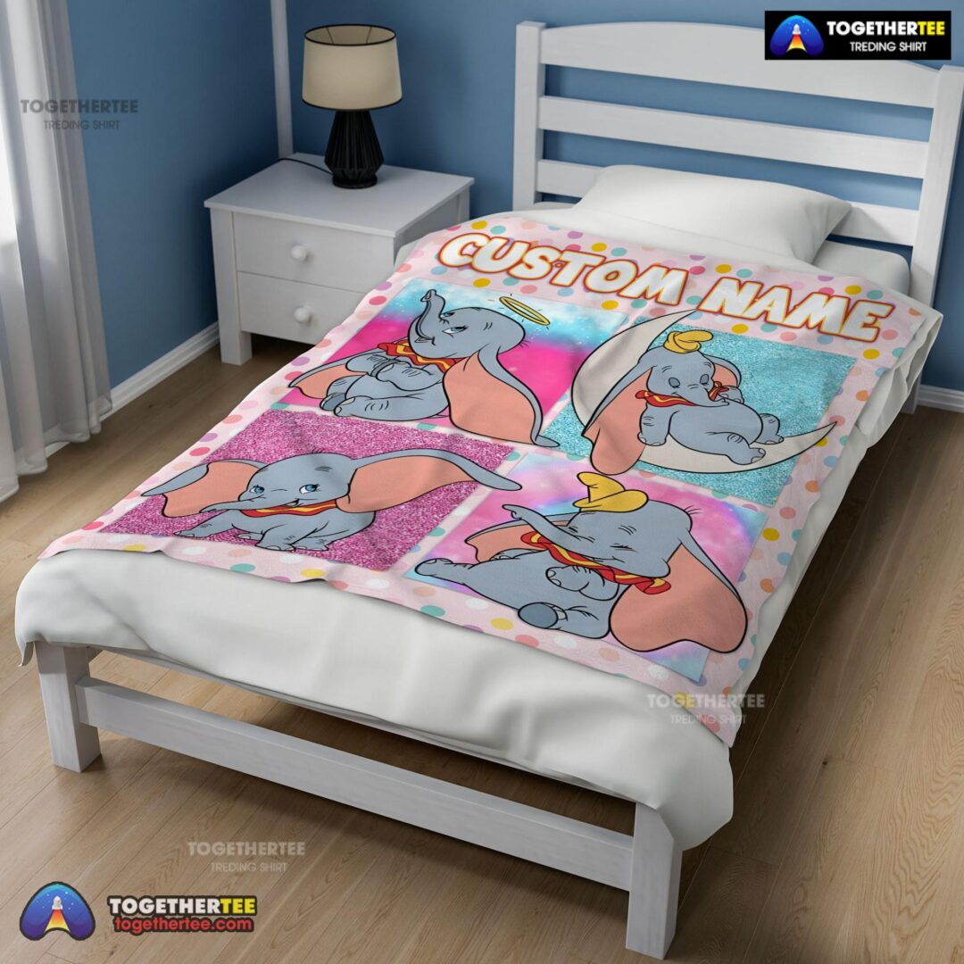 Official Disney Cartoon Baby Girl Elephant Dumbo Velveteen Cute Blanket Fleece Customized Blanket-mk-02