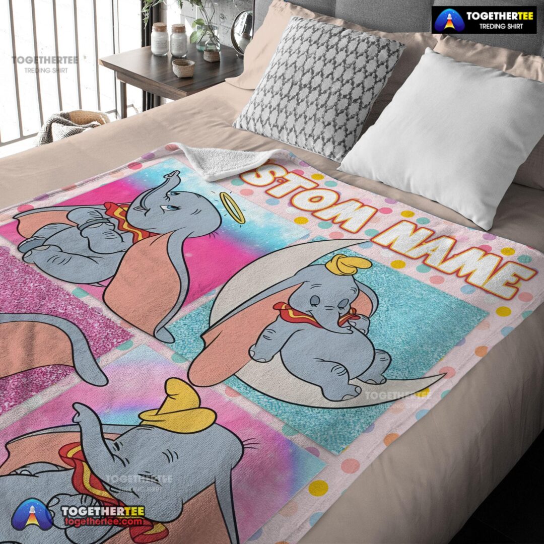 Official Disney Cartoon Baby Girl Elephant Dumbo Velveteen Cute Blanket Fleece Customized Blanket-mk-03