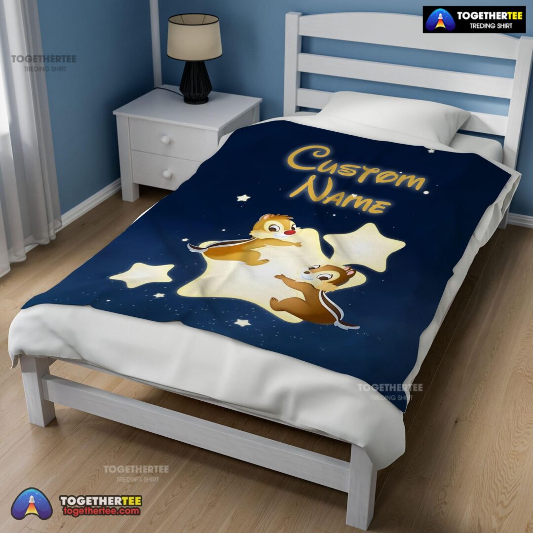 Official Disney Cartoon Chip And Dale Cute Blanket Fleece Customized Blanket