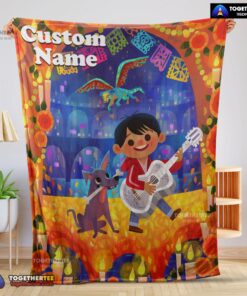 Official Disney Cartoon COCO Boy With Guitar Cute Blanket Fleece Customized Blanket