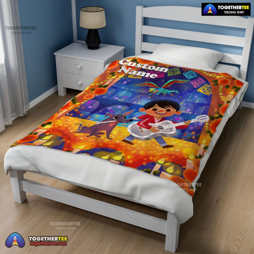 Official Disney Cartoon COCO Boy With Guitar Cute Blanket Fleece Customized Blanket-mk-02