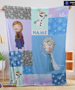 Official Disney Cartoon Frozen Elsa Princess Anna Olaf Blanket Fleece Customized Blanket