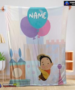 Official Disney Cartoon Up Boy With Balloon Blanket Fleece Customized Blanket