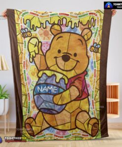 Official Disney Cartoon Winnie The Pooh With Jars Of Honey Blanket Customize Blanket