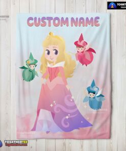 Official Disney Chibi Aurora Sleeping Beauty Pastel Colored Blanket Fleece Customized Blanket