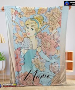 Official Disney Cinderella Elegant Princess Bloom Blanket Fleece Customized Blanket