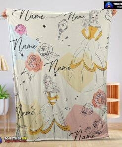 Official Disney Elegant Princess Belle Pretty Blanket Fleece Customized Blanket