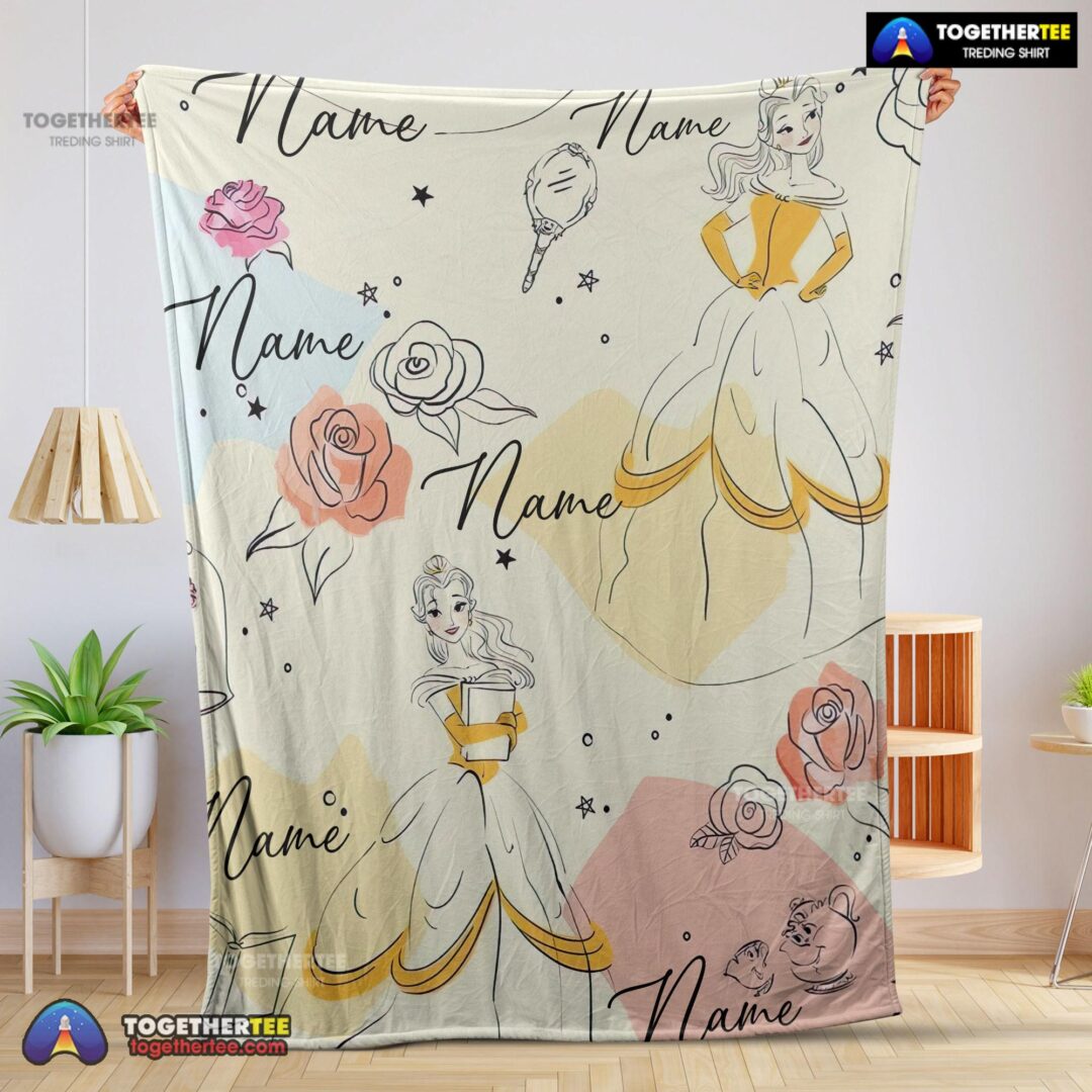Official Disney Elegant Princess Belle Pretty Blanket Fleece Customized Blanket