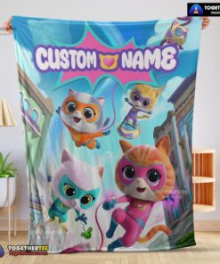 Official Disney Junior SuperKitties Chibi Cute Fleece Blanket Customize Blanket