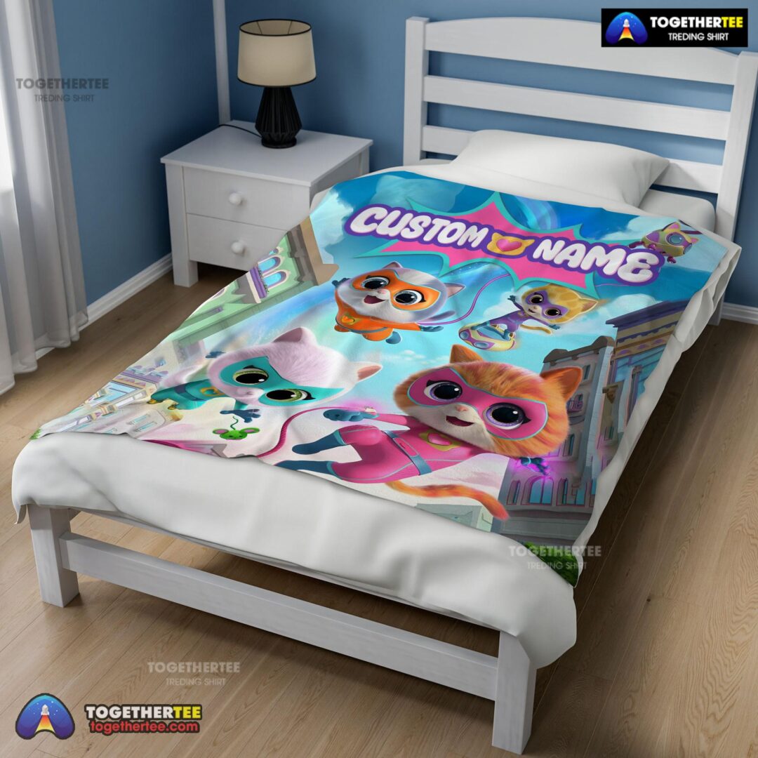 Official Disney Junior SuperKitties Chibi Cute Fleece Blanket Customize Blanket