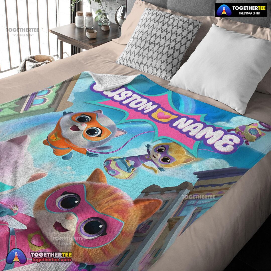 Official Disney Junior SuperKitties Chibi Cute Fleece Blanket Customize Blanket