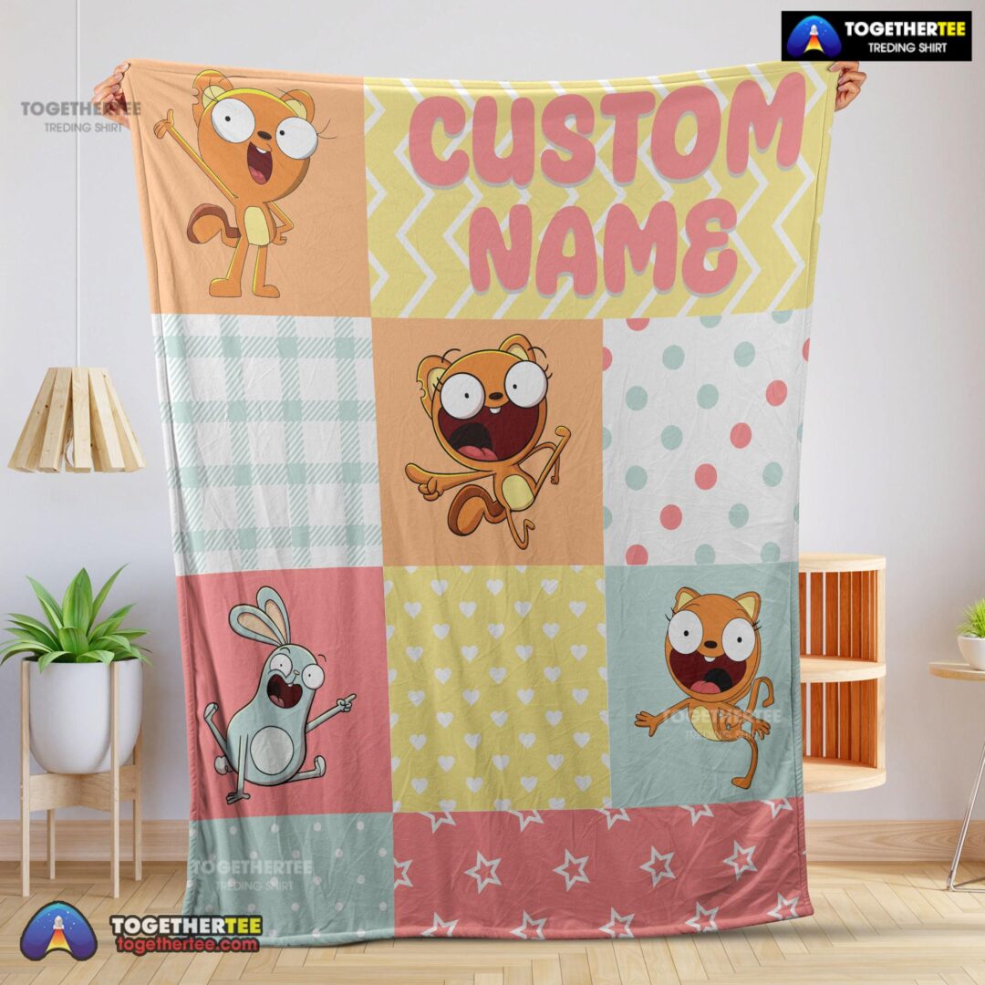 Official Disney Kiff Chatterley & Barry Buns Pattern Blanket Fleece Customized Blanket-mk-01