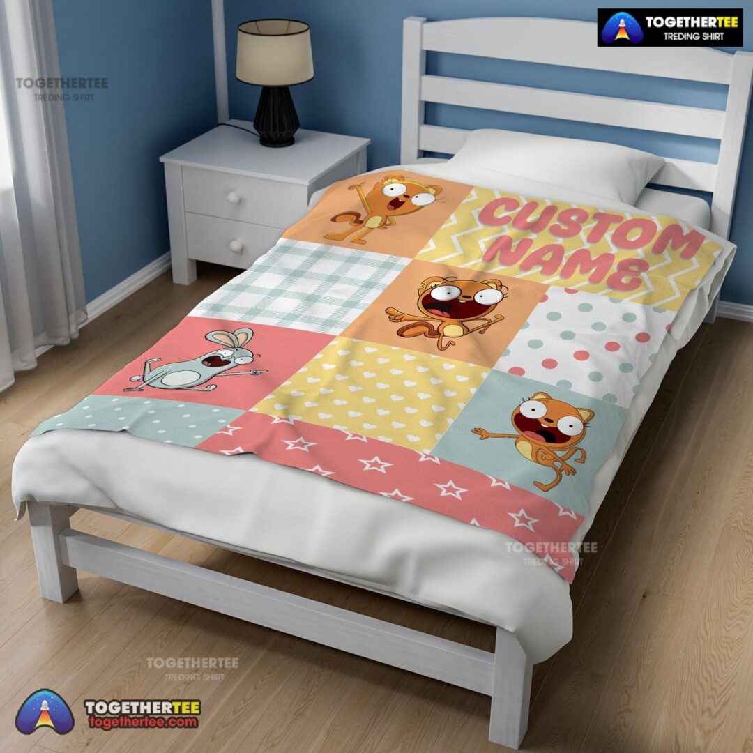 Official Disney Kiff Chatterley & Barry Buns Pattern Blanket Fleece Customized Blanket-mk-02