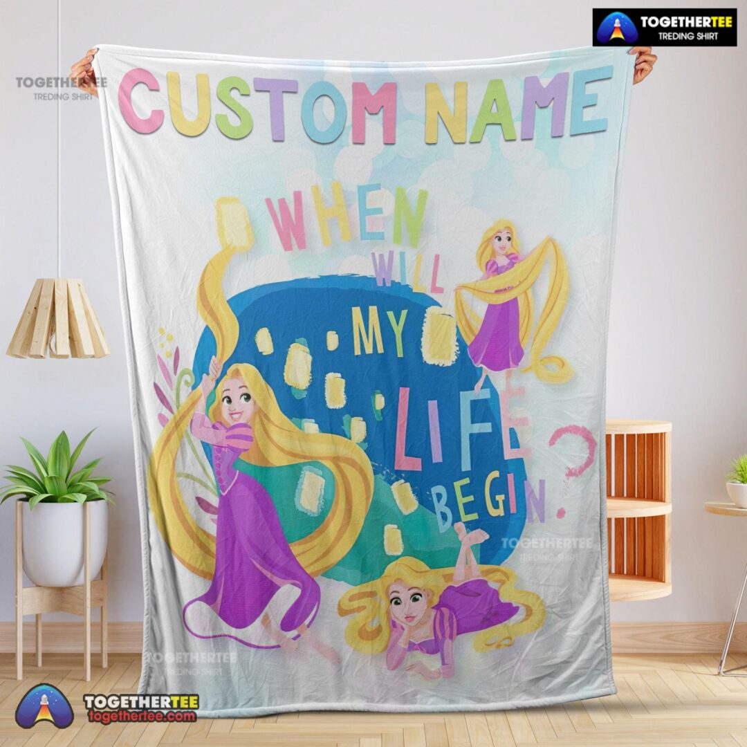 Official Disney Long Hair Princess Rapunzel Princess Blanket Fleece Customized Blanket-mk-01