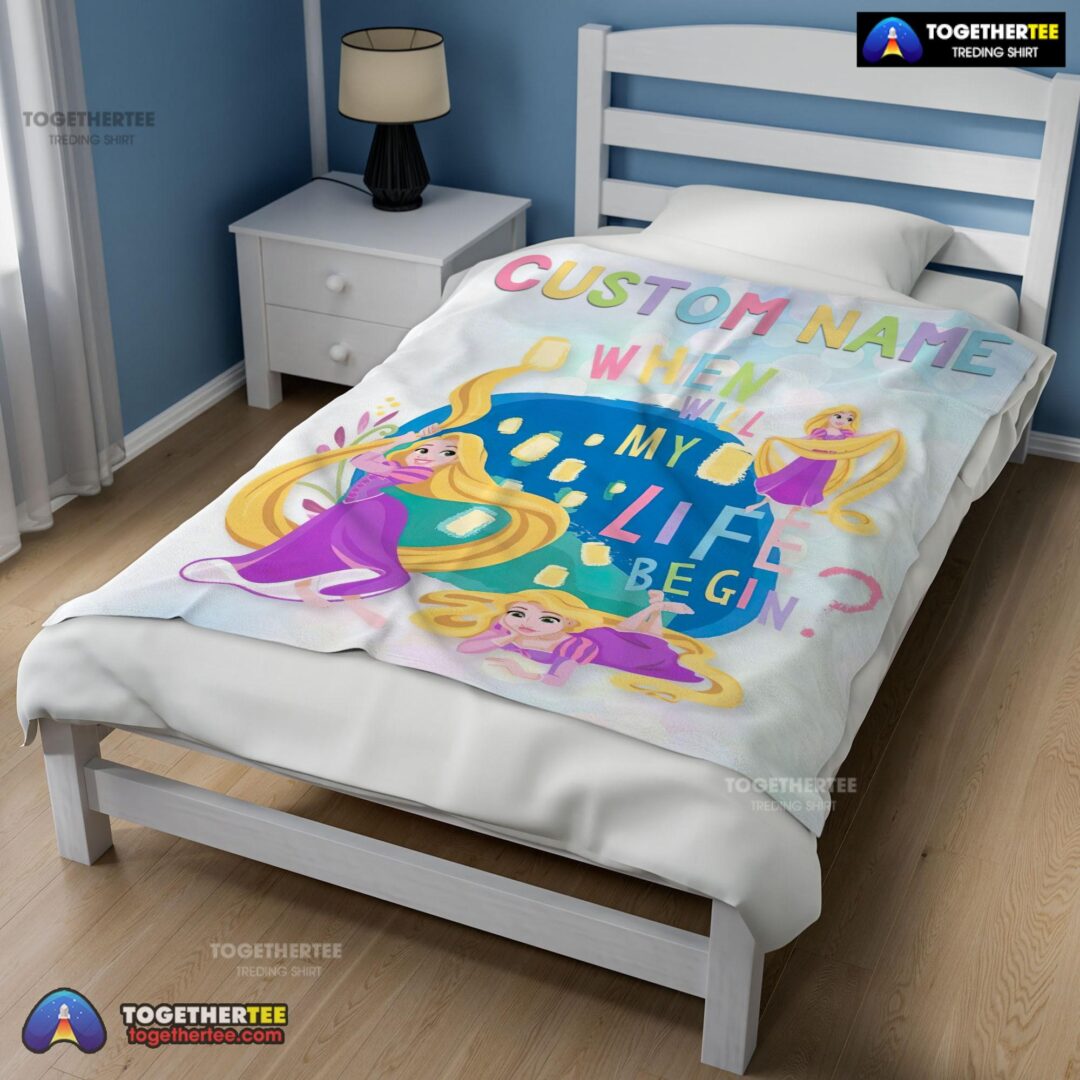 Official Disney Long Hair Princess Rapunzel Princess Blanket Fleece Customized Blanket-mk-02