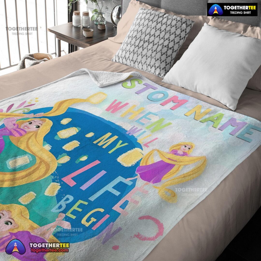 Official Disney Long Hair Princess Rapunzel Princess Blanket Fleece Customized Blanket-mk-03