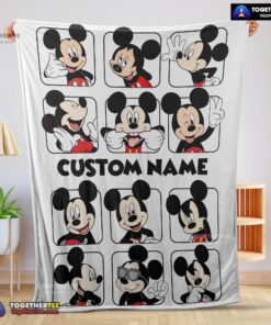 Official Disney Mickey And Friends Mickey Mouse Moods Blanket Customize Blanket