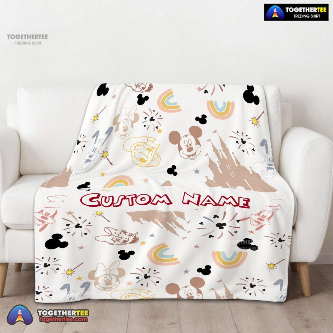 Official Disney Mickey Mouse & Friends Magical Mouse Castle Blanket Fleece Customized Blanket-mk-01