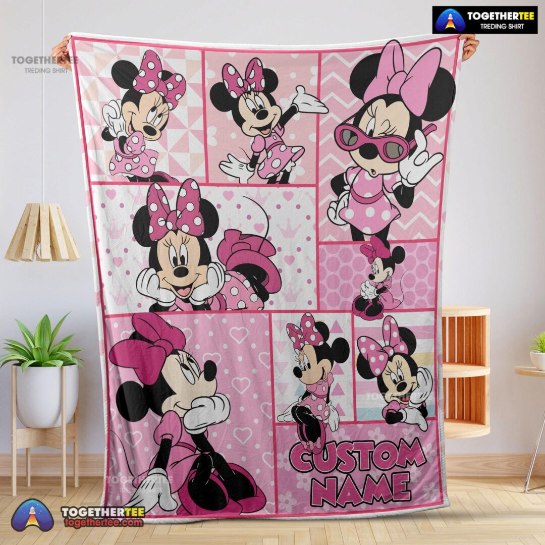 Official Disney Minnie Mouse And Friends Minnie Mouse Moods Blanket Customize Blanket-mk-01 (1)