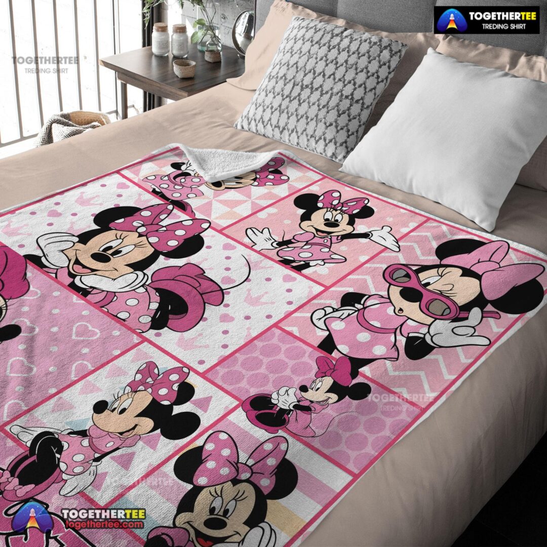 Official Disney Minnie Mouse And Friends Minnie Mouse Moods Blanket Customize Blanket-mk-01 (2)