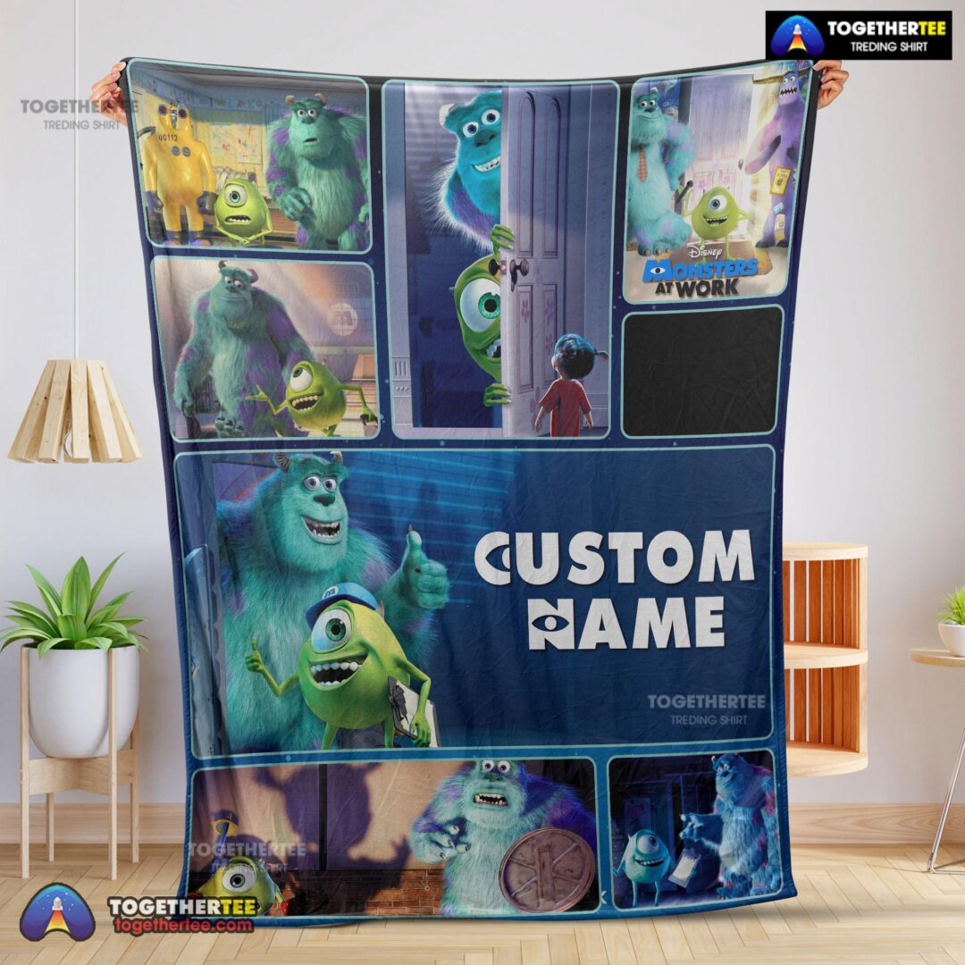 Official Disney Pixar Mike & Sulley Monsters Inc Blanket Fleece Customized Blanket-mk-01