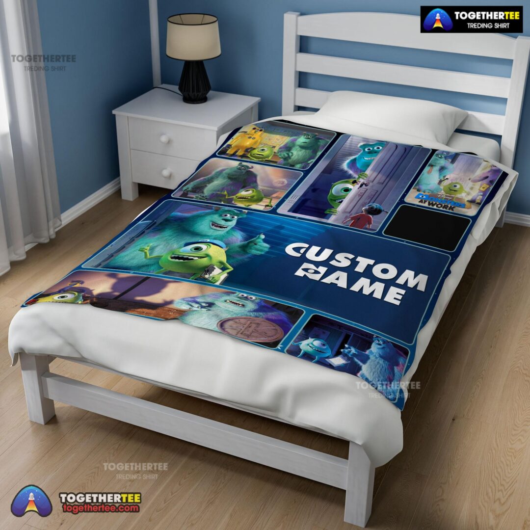 Official Disney Pixar Mike & Sulley Monsters Inc Blanket Fleece Customized Blanket-mk-02
