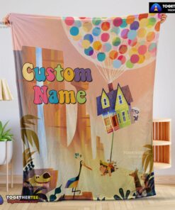 Official Disney Pixar Up With Our Balloons And Sky With House Movie Blanket Customize Blanket