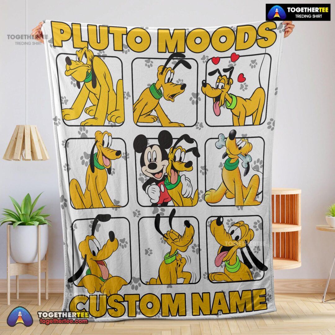 Official Disney Pluto Dog And Friends Pluto Dog Moods Blanket Customize Blanket