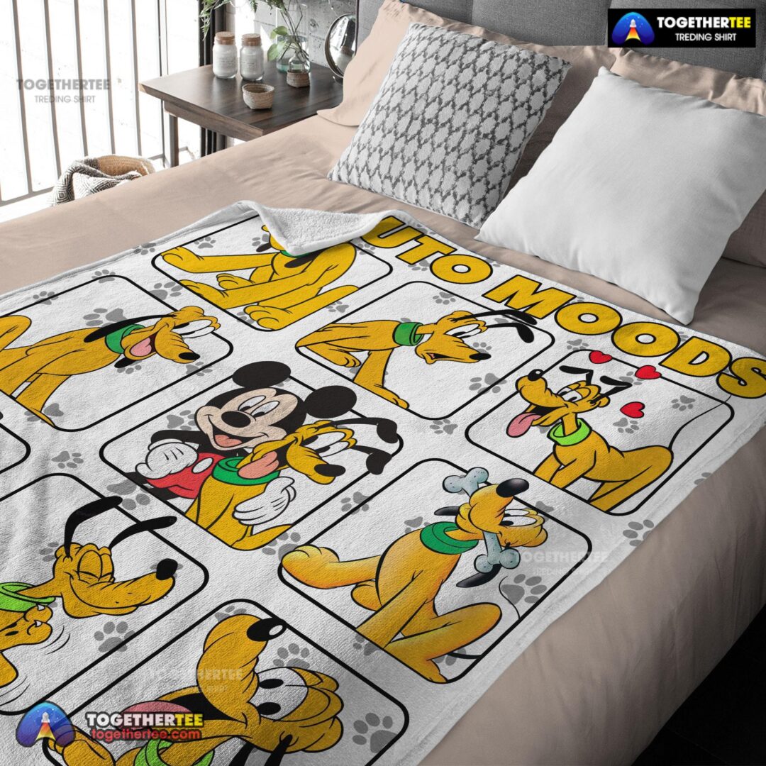 Official Disney Pluto Dog And Friends Pluto Dog Moods Blanket Customize Blanket