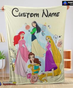 Official Disney Princess Ariel Mulan Rapunzel Belle Princess Blanket Fleece Customized Blanket