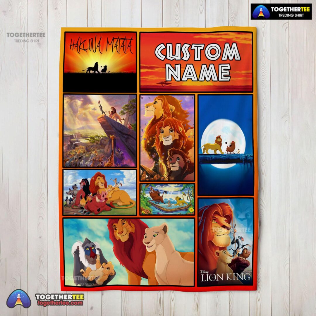 Official Disney Simba Mufasa Timon Pumbaa The Lion King Collage Blanket Fleece Customized Blanket-mk-02