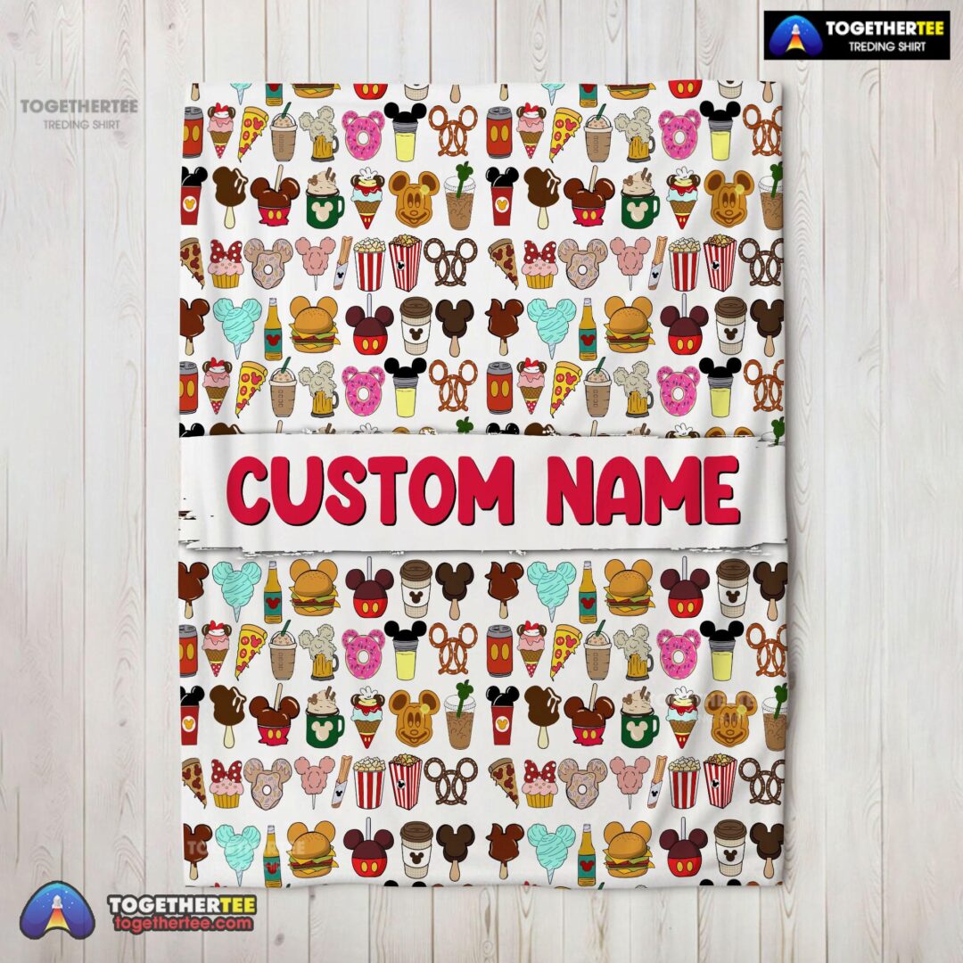 Official Disney Snack Club Food Pattern Blanket Fleece Customized Blanket