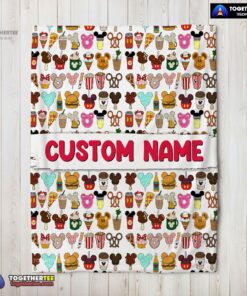 Official Disney Snack Club Food Pattern Blanket Fleece Customized Blanket