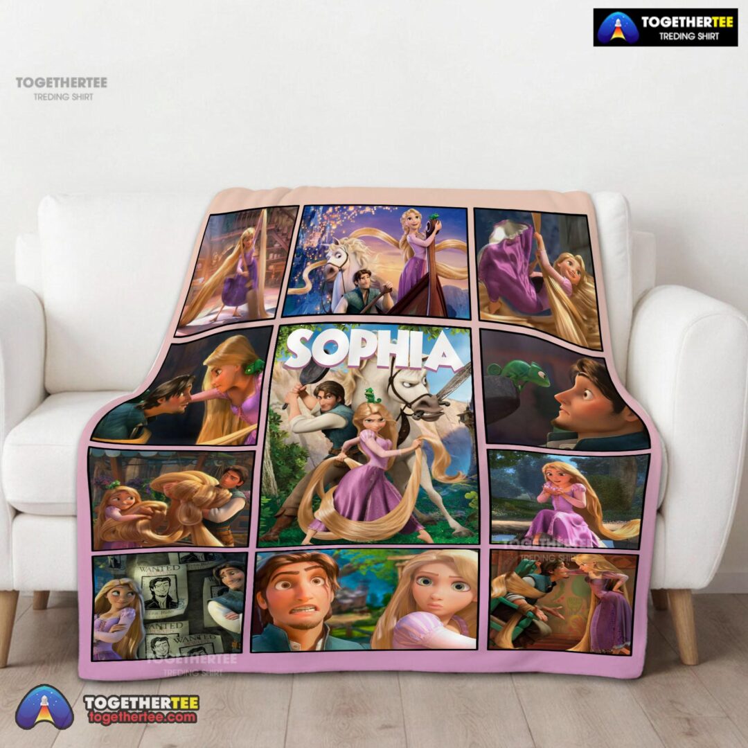 Official Disney Tangled Collage Blanket Fleece Customized Blanket