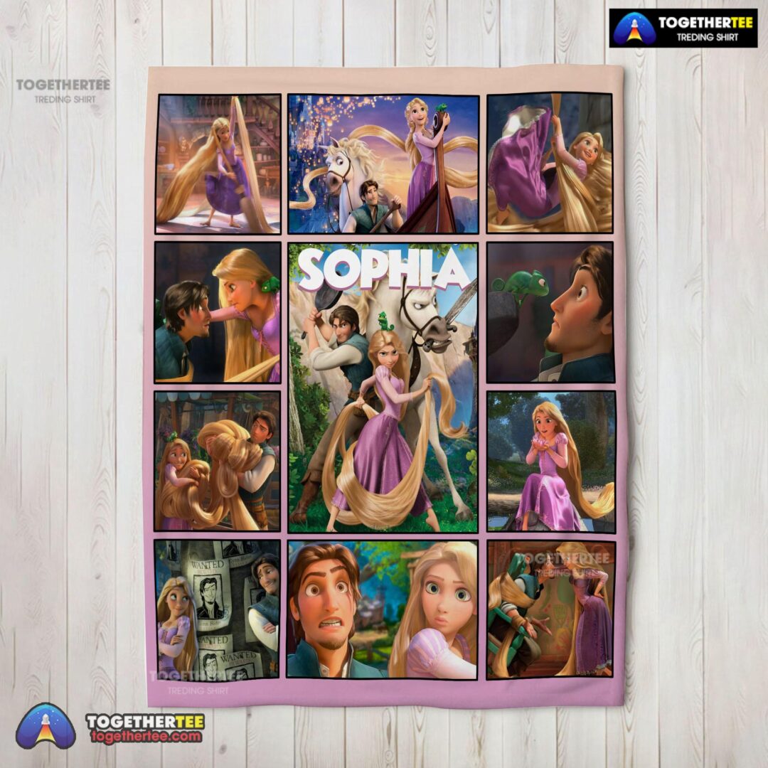 Official Disney Tangled Collage Blanket Fleece Customized Blanket
