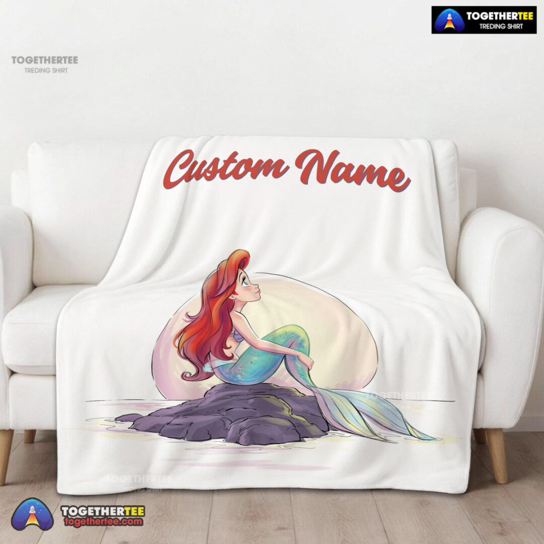 Official Disney The Little Mermaid Delicate And Painterly Blanket Fleece Customized Blanket-mk-01