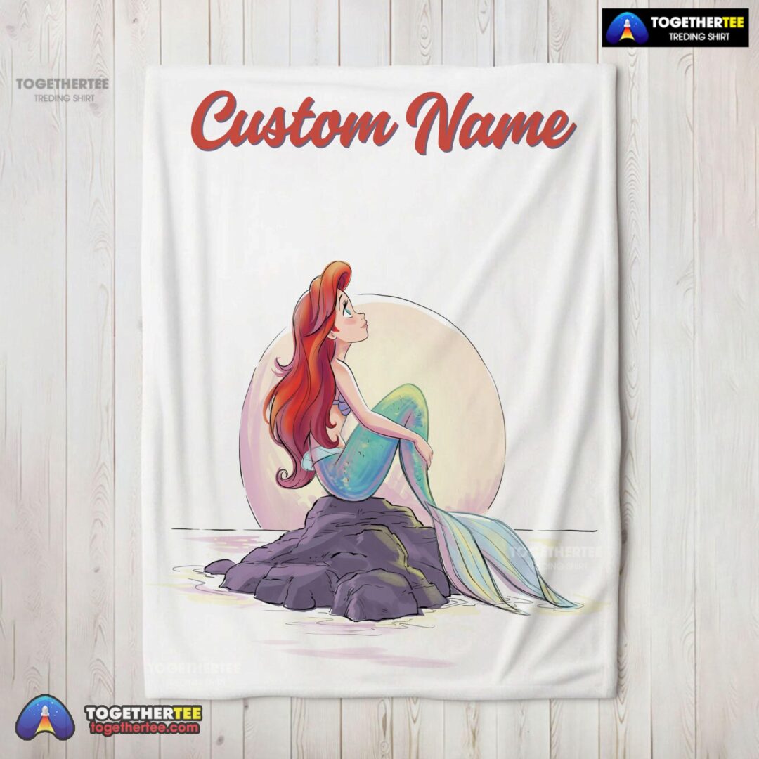 Official Disney The Little Mermaid Delicate And Painterly Blanket Fleece Customized Blanket-mk-02