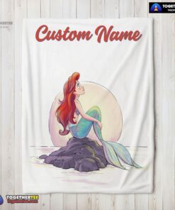 Official Disney The Little Mermaid Delicate And Painterly Blanket Fleece Customized Blanket