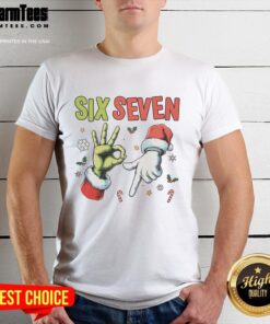 Official Funny Christmas Six Seven 67 Meme T-Shirt featuring a humorous design perfect for holiday celebrations.