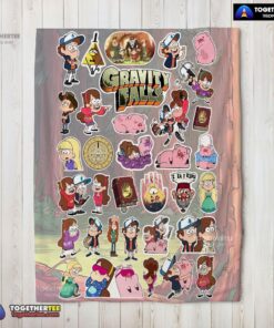Official Gravity Falls Dipper Mabel & Waddles Sticker Collage Blanket Fleece Customized Blanket