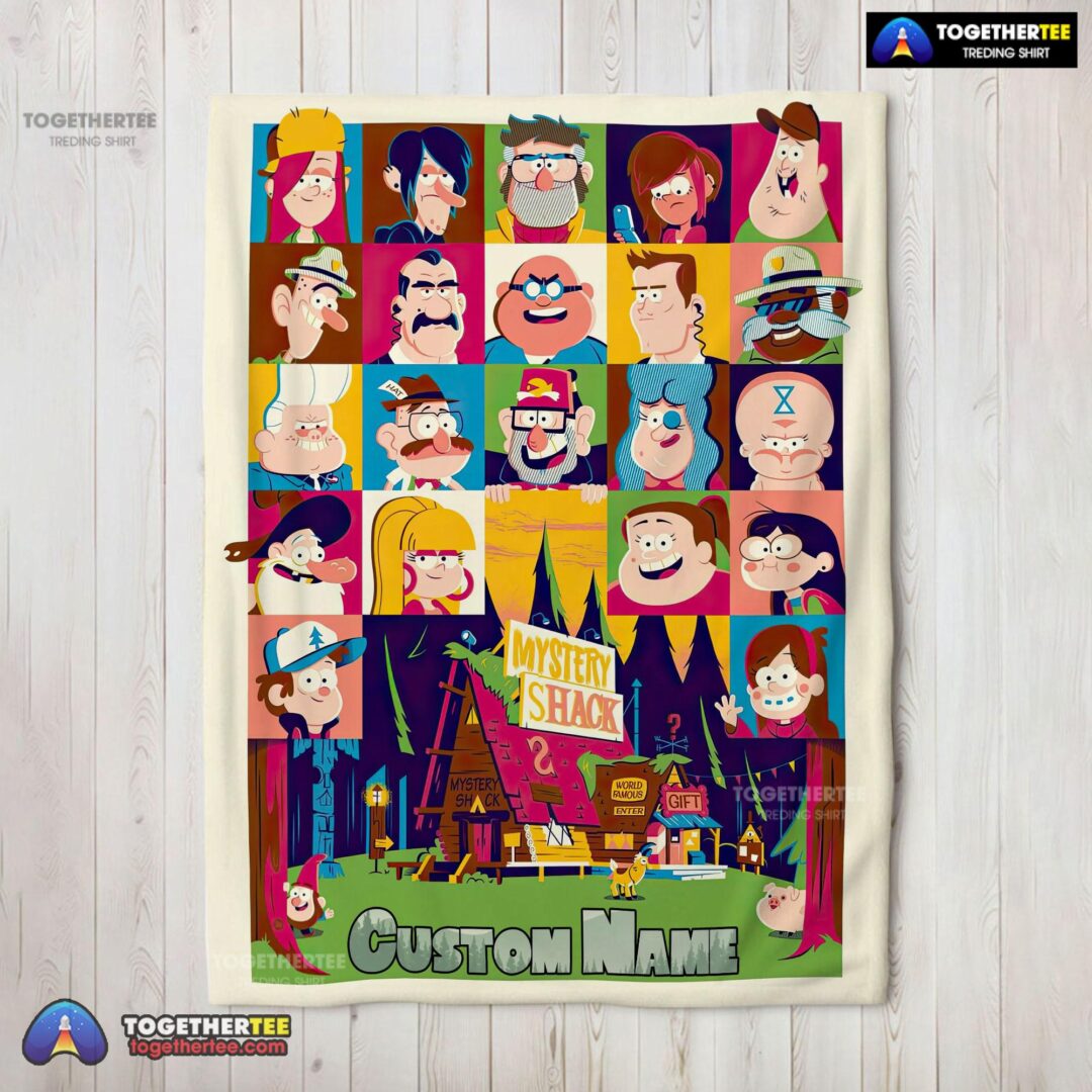 Official Gravity Falls Mystery Shack Characters Collage Blanket Fleece Customized Blanket-mk-02