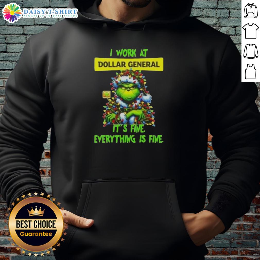 Official Grinch Christmas Tree X Dollar General I Work At It's Fine Everything Is Fine Hoodie