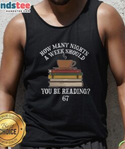 Funny meme tank top design featuring 'How Many Nights a Week You Should Be Reading' with vibrant graphics.